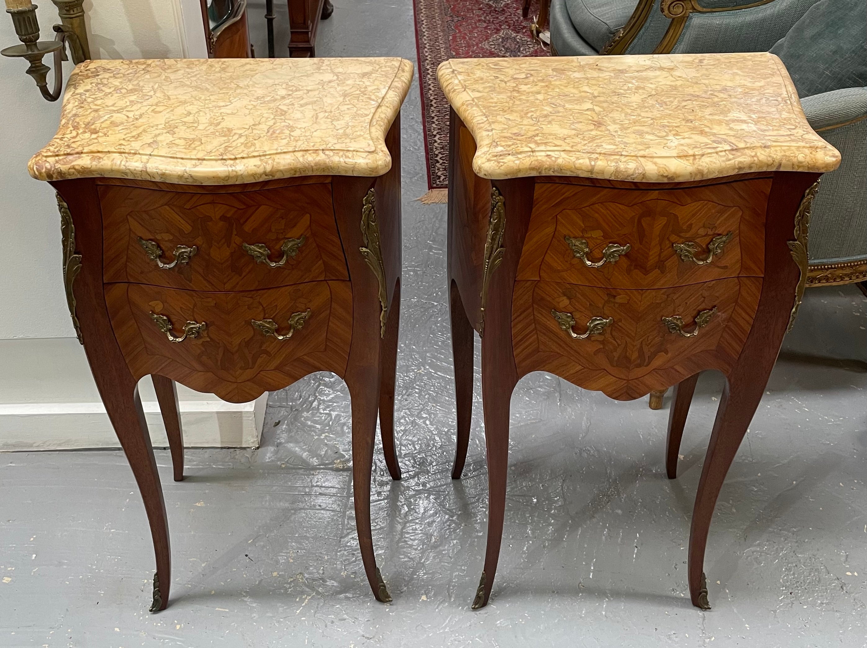 Pair of French Miniature Commode Bed Side Tables
