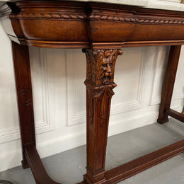Fabulous French Henry II marble top console table with carved details. It is in good original condition. Please see the photos as they form part of the description.