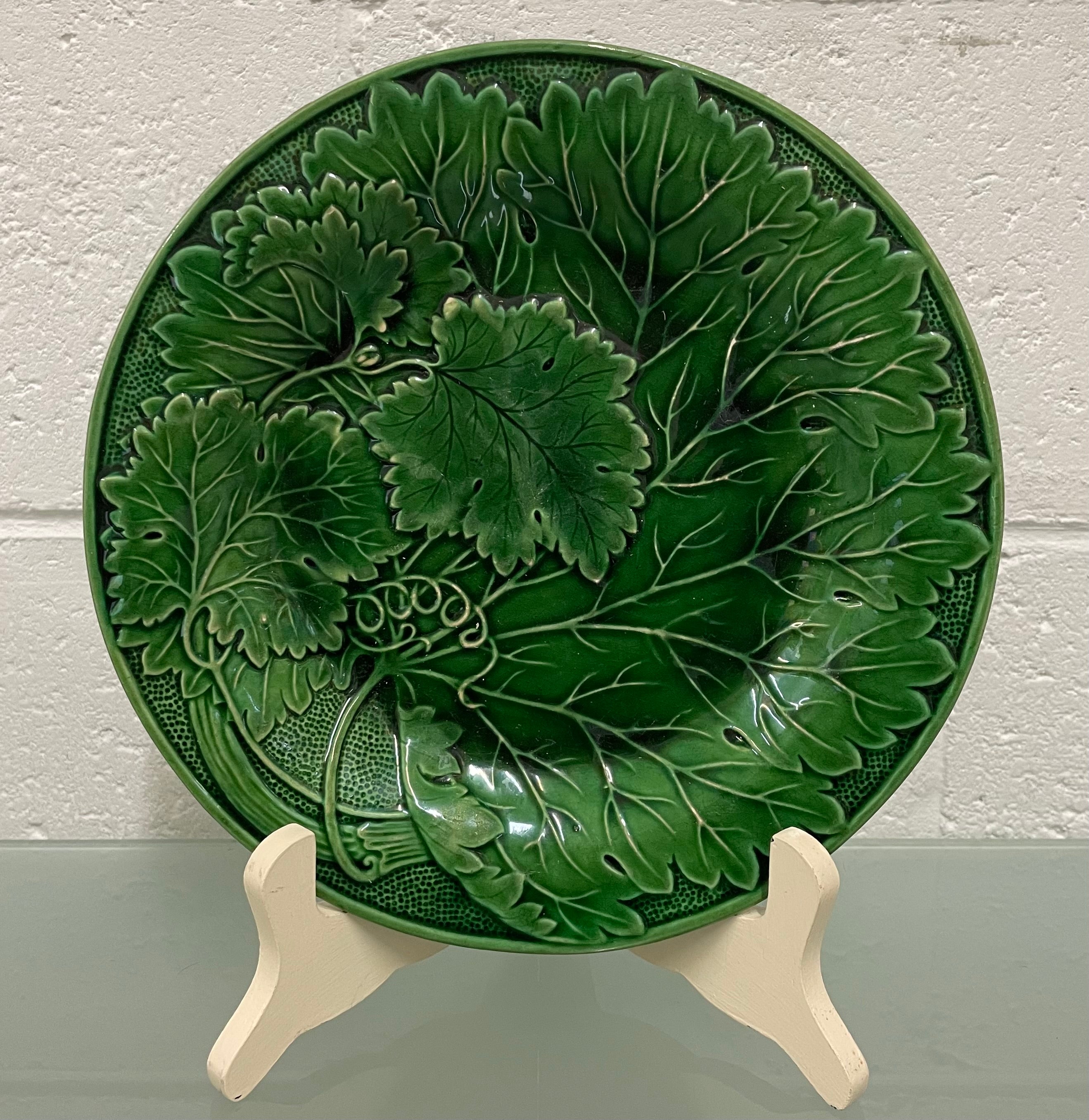 Victorian Majolica Vine Leaf Plate | Antique & Vintage | Moonee Ponds Antiques | Australia Wide Delivery