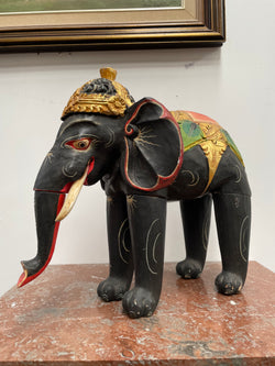 Hand Painted Wooden Ceremonial Elephant | Antique & Vintage | Moonee Ponds Antiques | Australia Wide Delivery