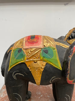 Hand Painted Wooden Ceremonial Elephant | Antique & Vintage | Moonee Ponds Antiques | Australia Wide Delivery