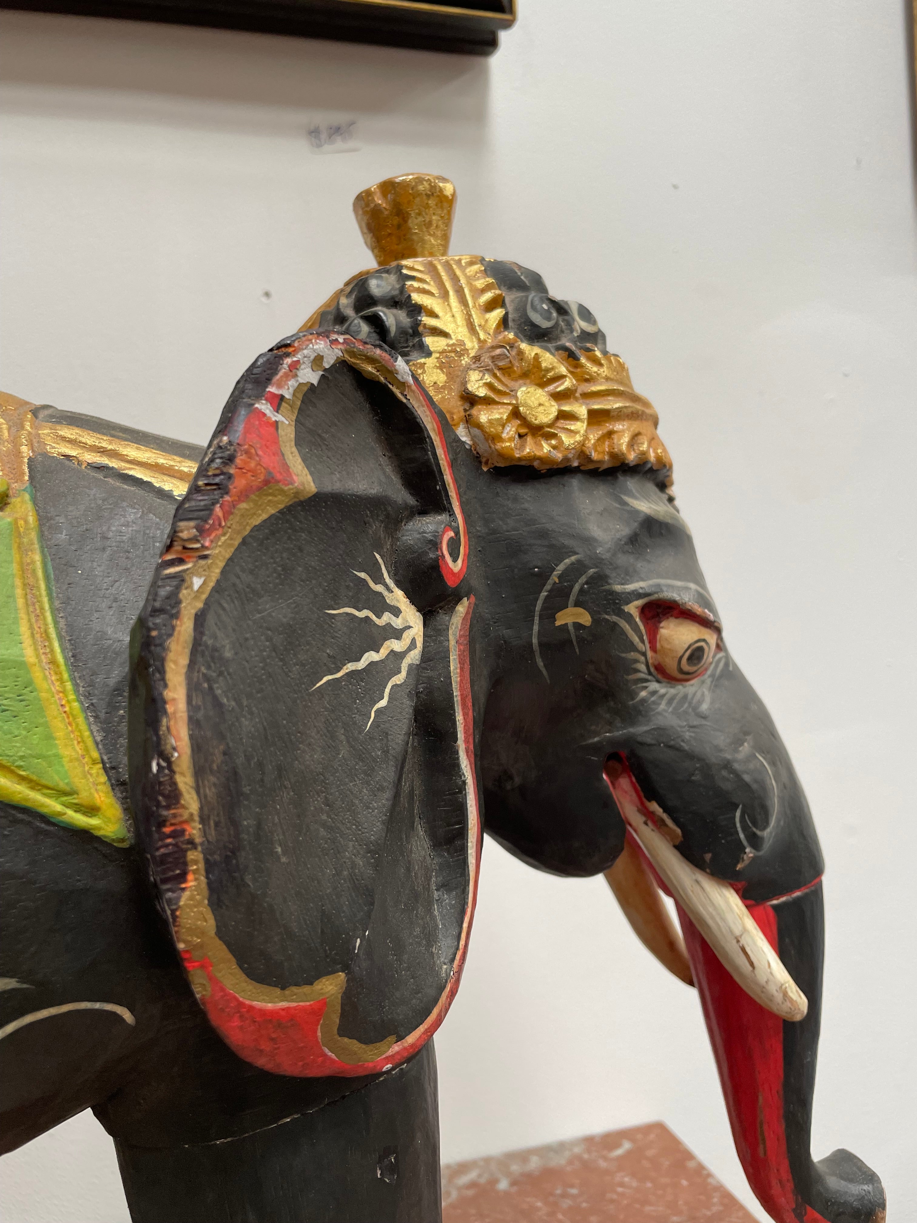 Hand Painted Wooden Ceremonial Elephant | Antique & Vintage | Moonee Ponds Antiques | Australia Wide Delivery