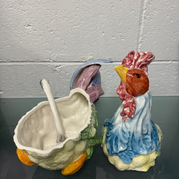 Vintage Majolica Chicken Tureen