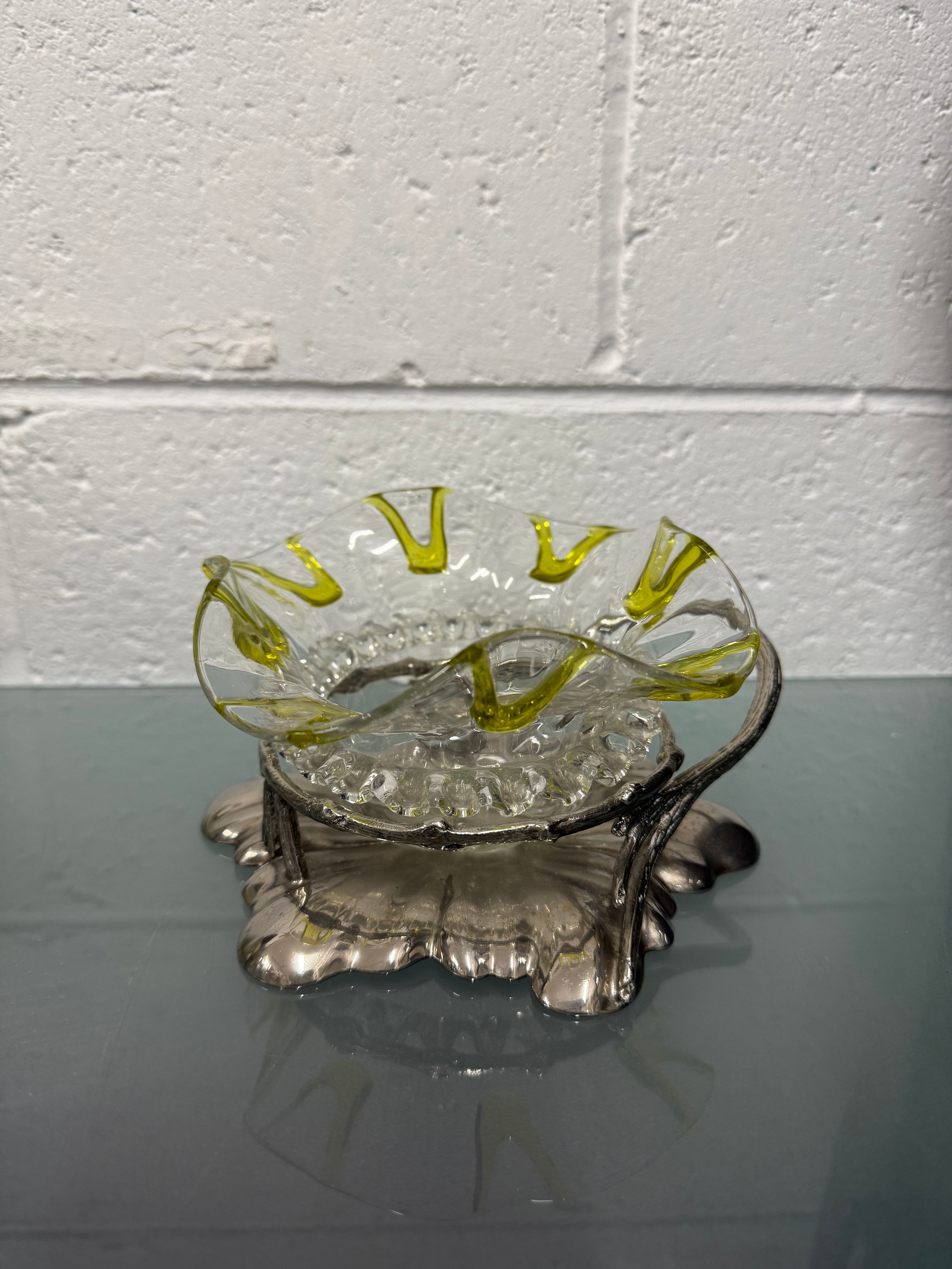 Antique Walker & Hall Silver Plate Stand With Frilled Glass Bowl | Antique & Vintage | Moonee Ponds Antiques | Australia Wide