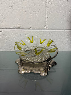 Antique Walker & Hall Silver Plate Stand With Frilled Glass Bowl | Antique & Vintage | Moonee Ponds Antiques | Australia Wide Delivery