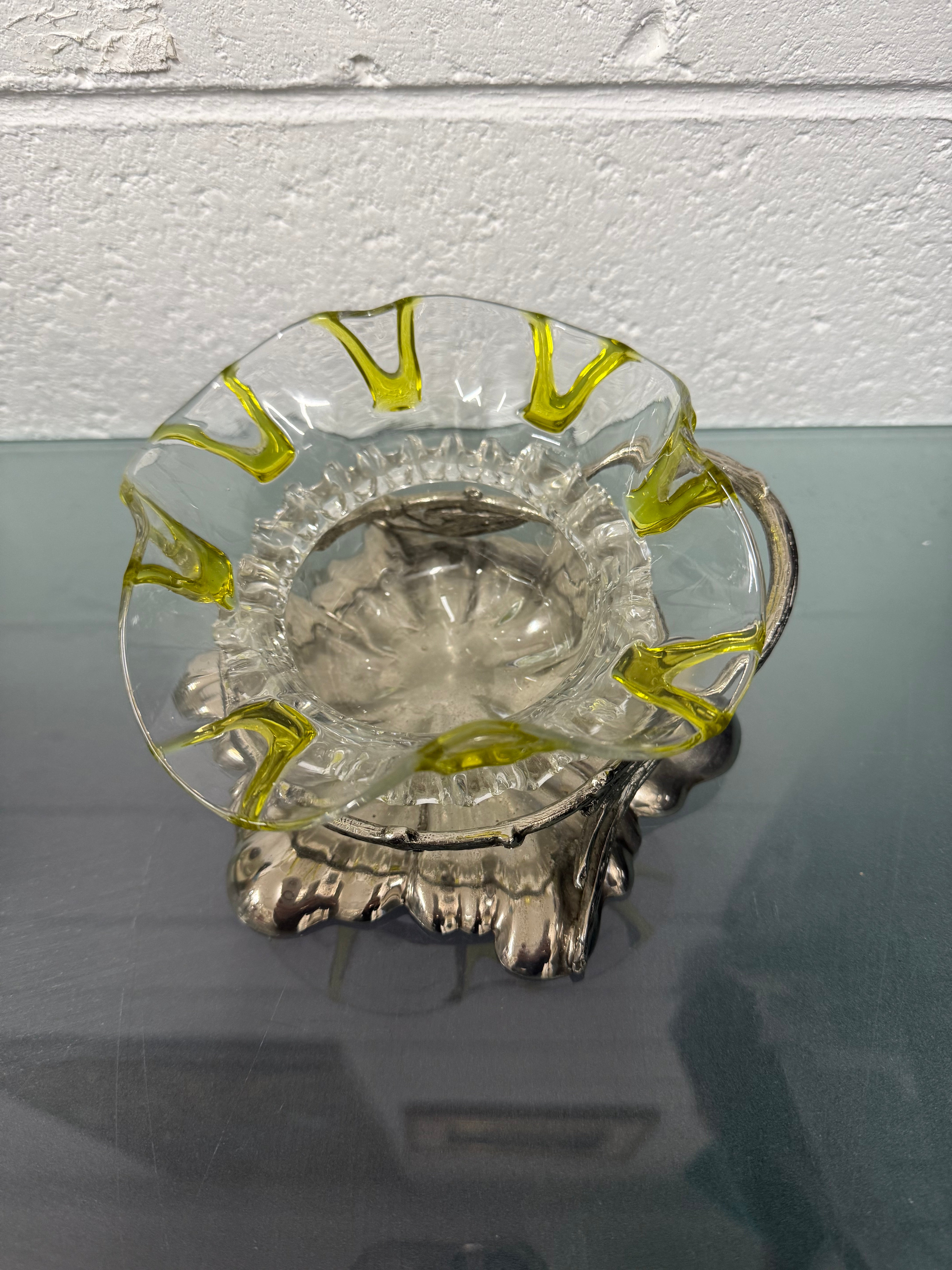 Antique Walker & Hall Silver Plate Stand With Frilled Glass Bowl | Antique & Vintage | Moonee Ponds Antiques | Australia Wide