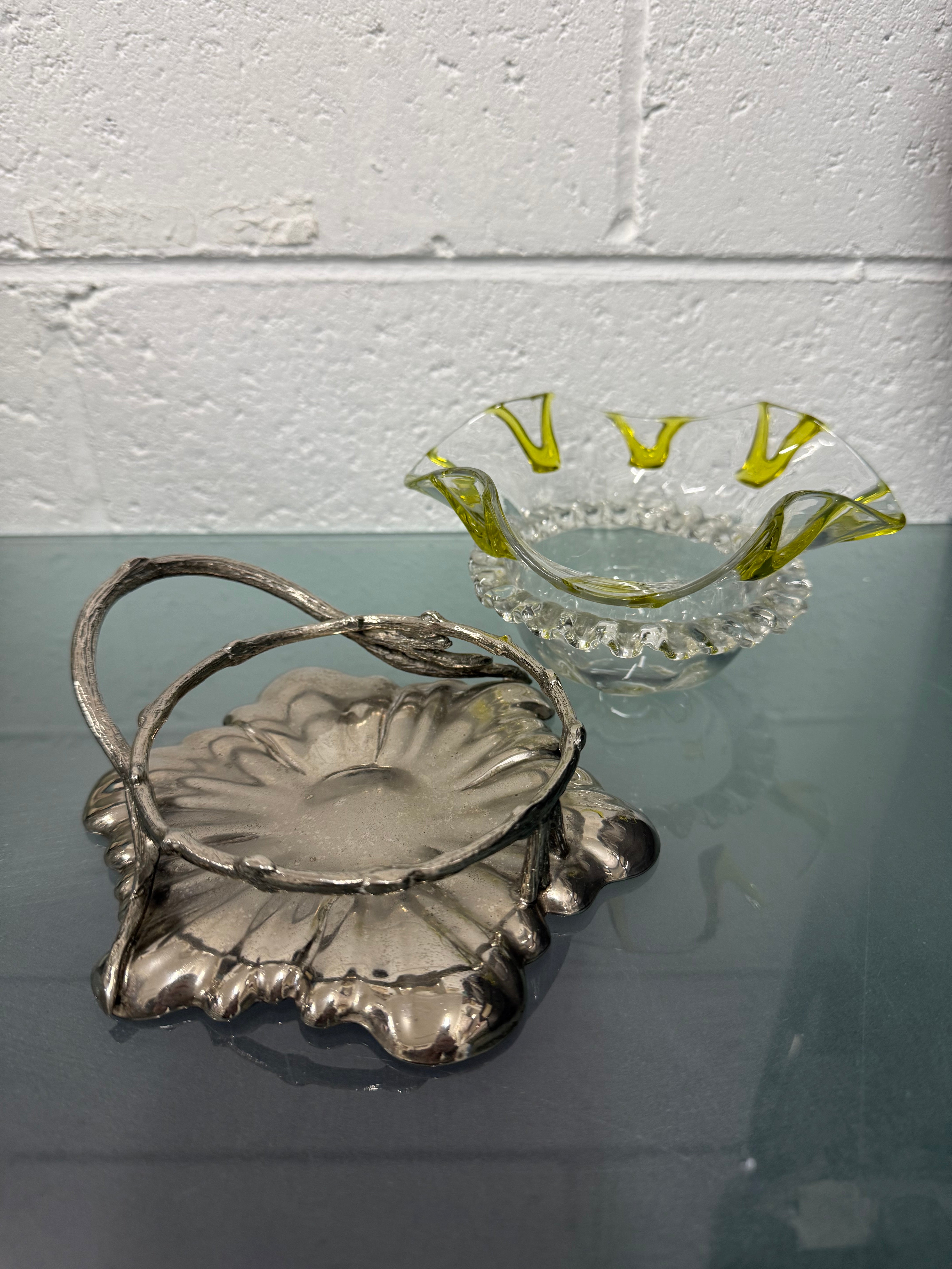 Antique Walker & Hall Silver Plate Stand With Frilled Glass Bowl | Antique & Vintage | Moonee Ponds Antiques | Australia Wide