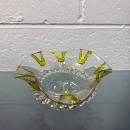 Antique Walker & Hall Silver Plate Stand With Frilled Glass Bowl