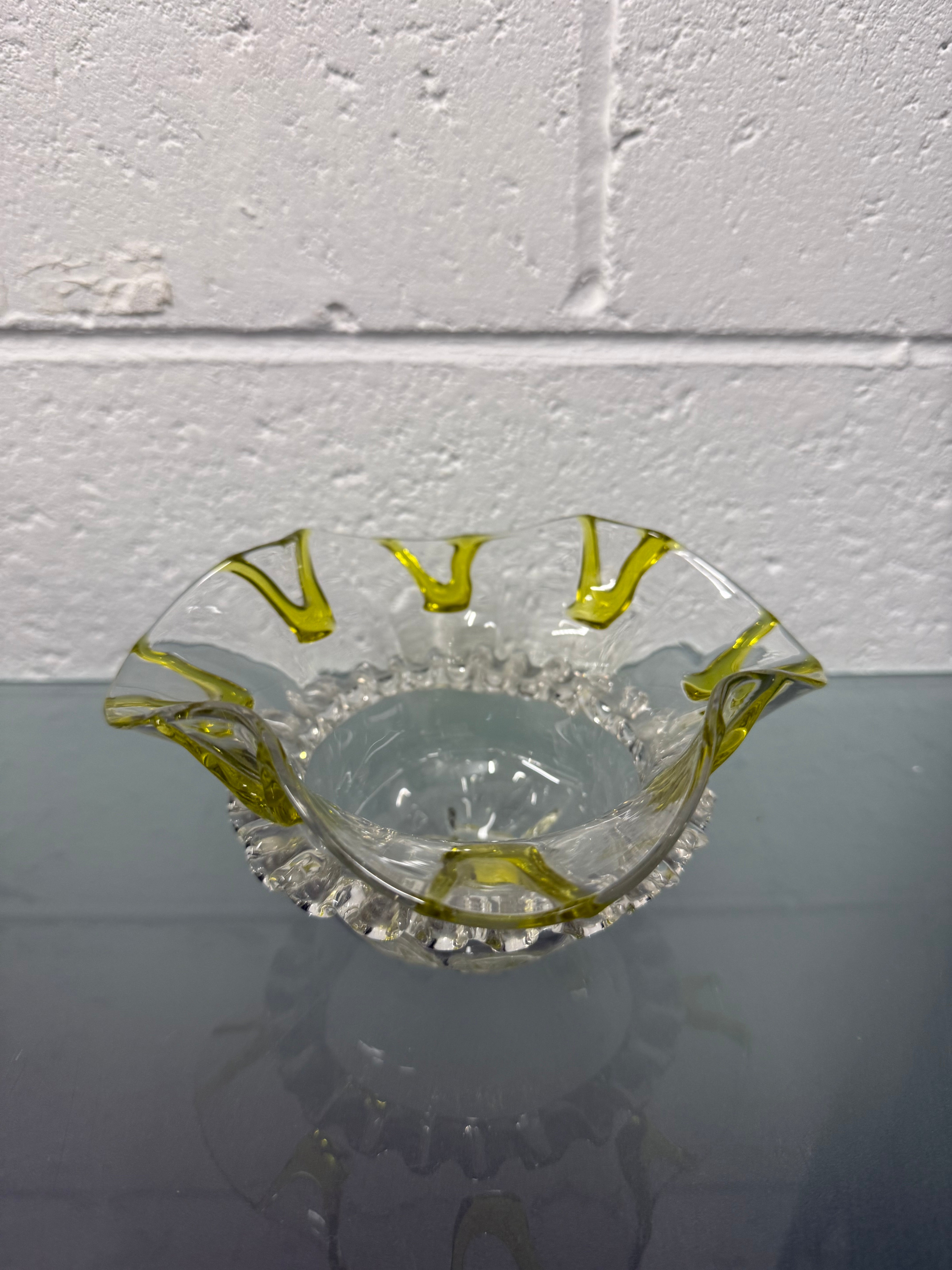 Antique Walker & Hall Silver Plate Stand With Frilled Glass Bowl
