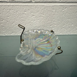 Vintage Iridescent Glass Shell Tray On Stand