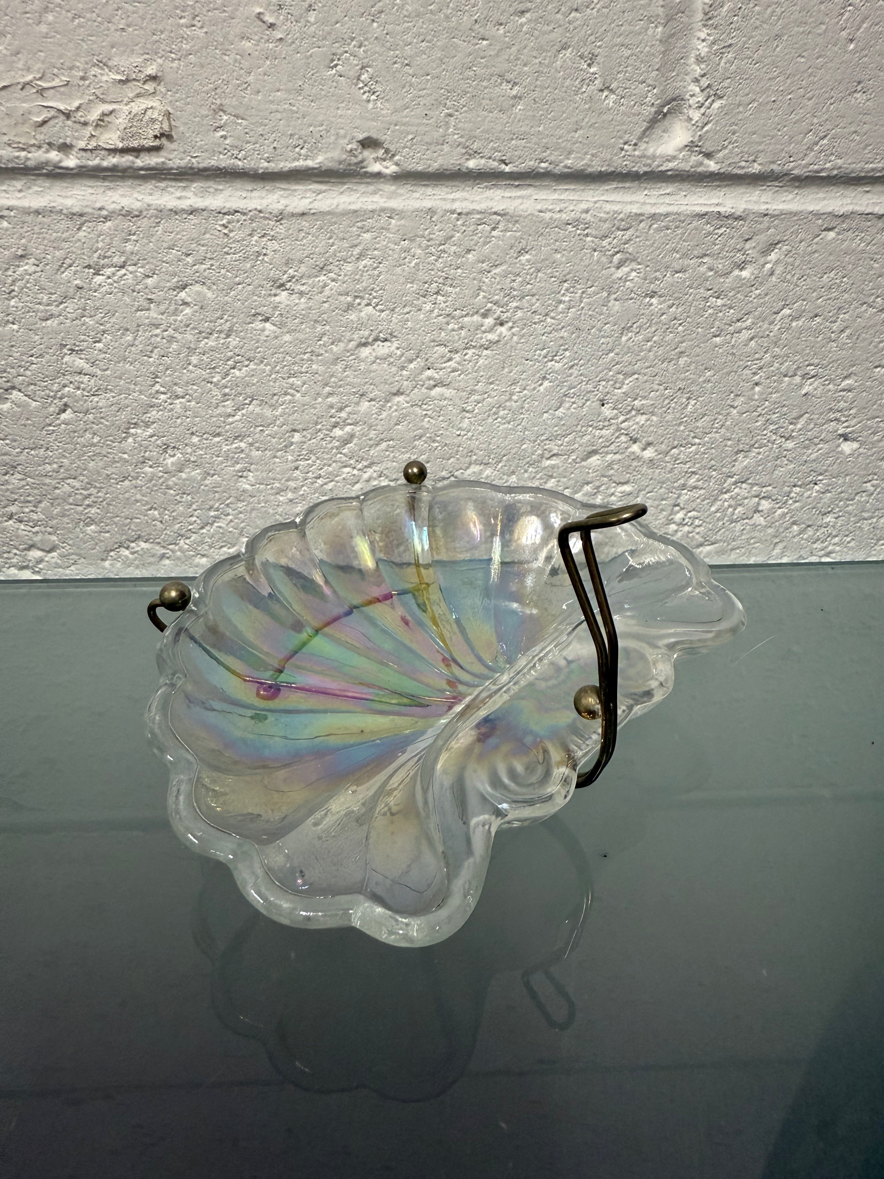Vintage Iridescent Glass Shell Tray On Stand | Antique & Vintage | Moonee Ponds Antiques | Australia Wide Delivery