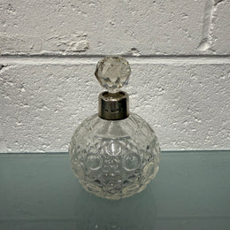 Cut Glass Perfume Bottle With Sterling Silver Collar