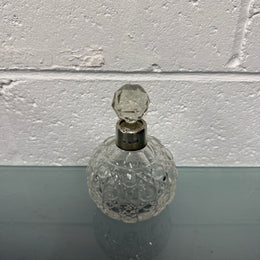 Cut Glass Perfume Bottle With Sterling Silver Collar