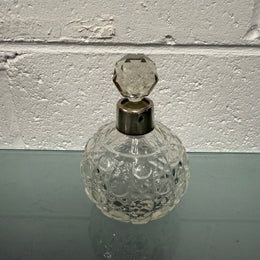 Cut Glass Perfume Bottle With Sterling Silver Collar