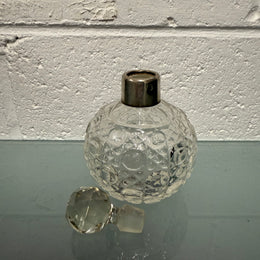 Cut Glass Perfume Bottle With Sterling Silver Collar