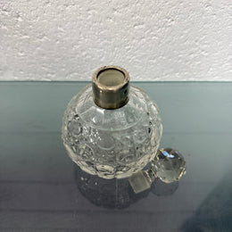 Cut Glass Perfume Bottle With Sterling Silver Collar