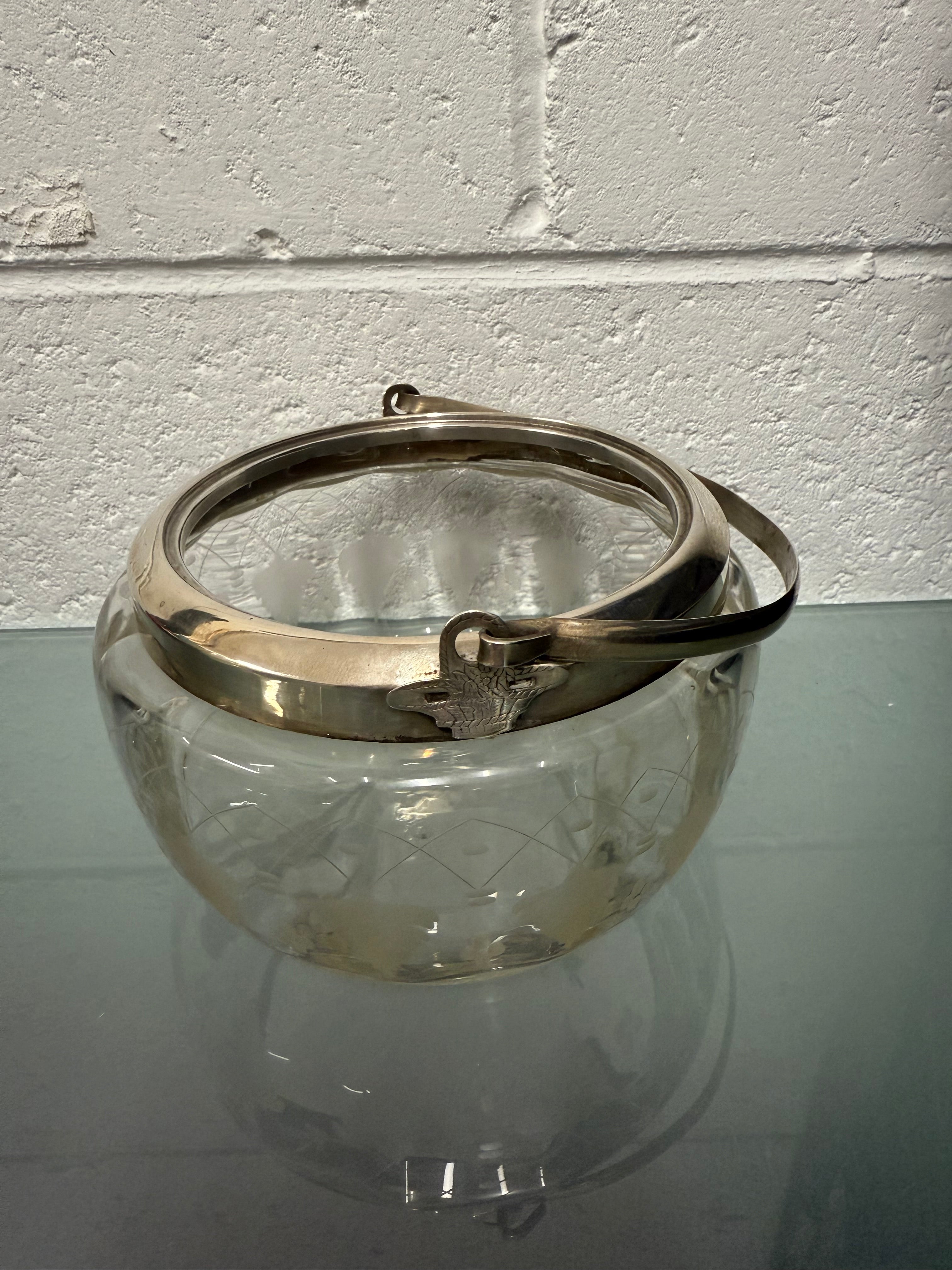 Antique Vitcorian Etched Glass Bowl & Pierced Silver Plated Lid | Antique & Vintage | Moonee Ponds Antiques | Australia Wide Delivery