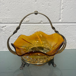 Victorian Glass Condiment Bowl with Stand