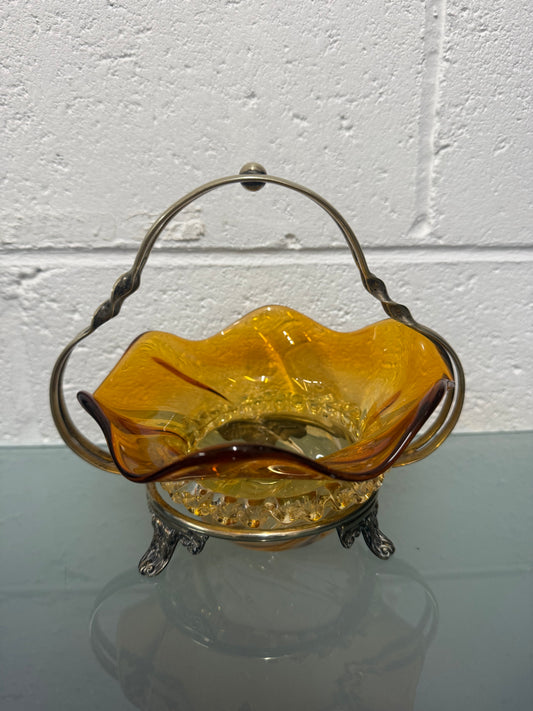 Victorian Glass Condiment Bowl with Stand