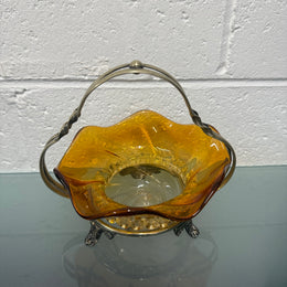 Victorian Glass Condiment Bowl with Stand