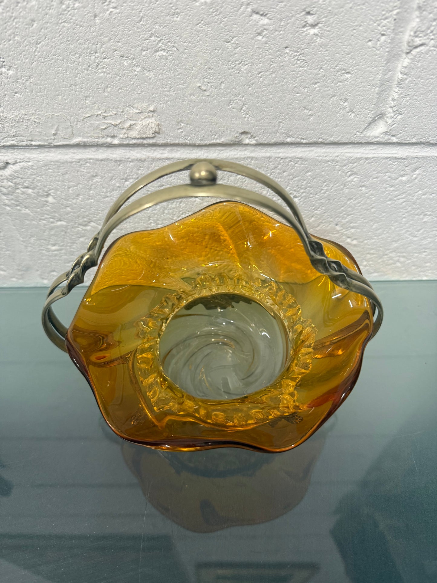 Victorian Glass Condiment Bowl with Stand