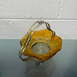 Victorian Glass Condiment Bowl with Stand