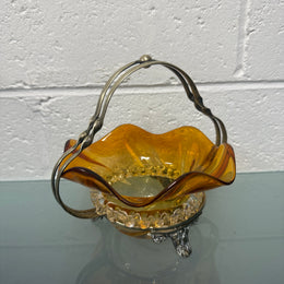 Victorian Glass Condiment Bowl with Stand