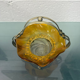 Victorian Glass Condiment Bowl with Stand