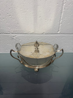 Edwardian Silver Plate & Frosted Glass Dish Designed by Christopher Dresser | Antique & Vintage | Moonee Ponds Antiques | Australia Wide Delivery