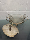 Edwardian Silver Plate & Frosted Glass Dish Designed by Christopher Dresser | Antique & Vintage | Moonee Ponds Antiques | Australia Wide Delivery