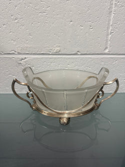 Edwardian Silver Plate & Frosted Glass Dish Designed by Christopher Dresser | Antique & Vintage | Moonee Ponds Antiques | Australia Wide Delivery