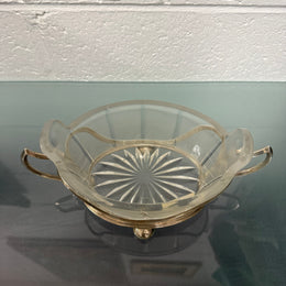 Edwardian Silver Plate & Frosted Glass Dish Designed by Christopher Dresser