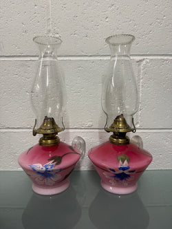 Rare Pair of Satin Ruby Glass Finger Lamps | Antique & Vintage | Moonee Ponds Antiques | Australia Wide Delivery