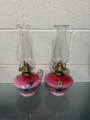 Rare Pair of Satin Ruby Glass Finger Lamps | Antique & Vintage | Moonee Ponds Antiques | Australia Wide Delivery