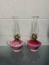 Rare Pair of Satin Ruby Glass Finger Lamps | Antique & Vintage | Moonee Ponds Antiques | Australia Wide Delivery