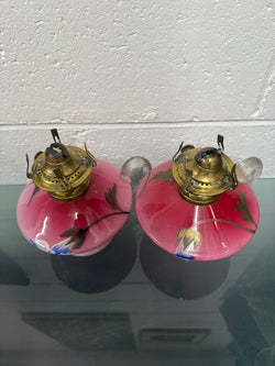 Rare Pair of Satin Ruby Glass Finger Lamps | Antique & Vintage | Moonee Ponds Antiques | Australia Wide Delivery