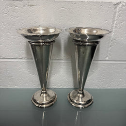 Pair of Edwardian Sterling Silver Vases