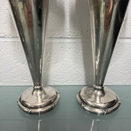 Pair of Edwardian Sterling Silver Vases