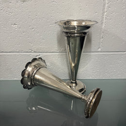 Pair of Edwardian Sterling Silver Vases