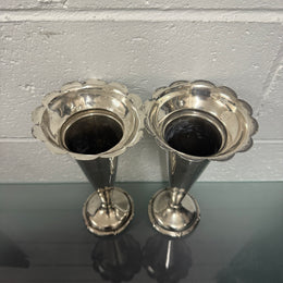 Pair of Edwardian Sterling Silver Vases