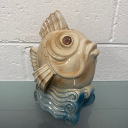 Unusual Ceramic Vintage Hand Painted Fish Ornament