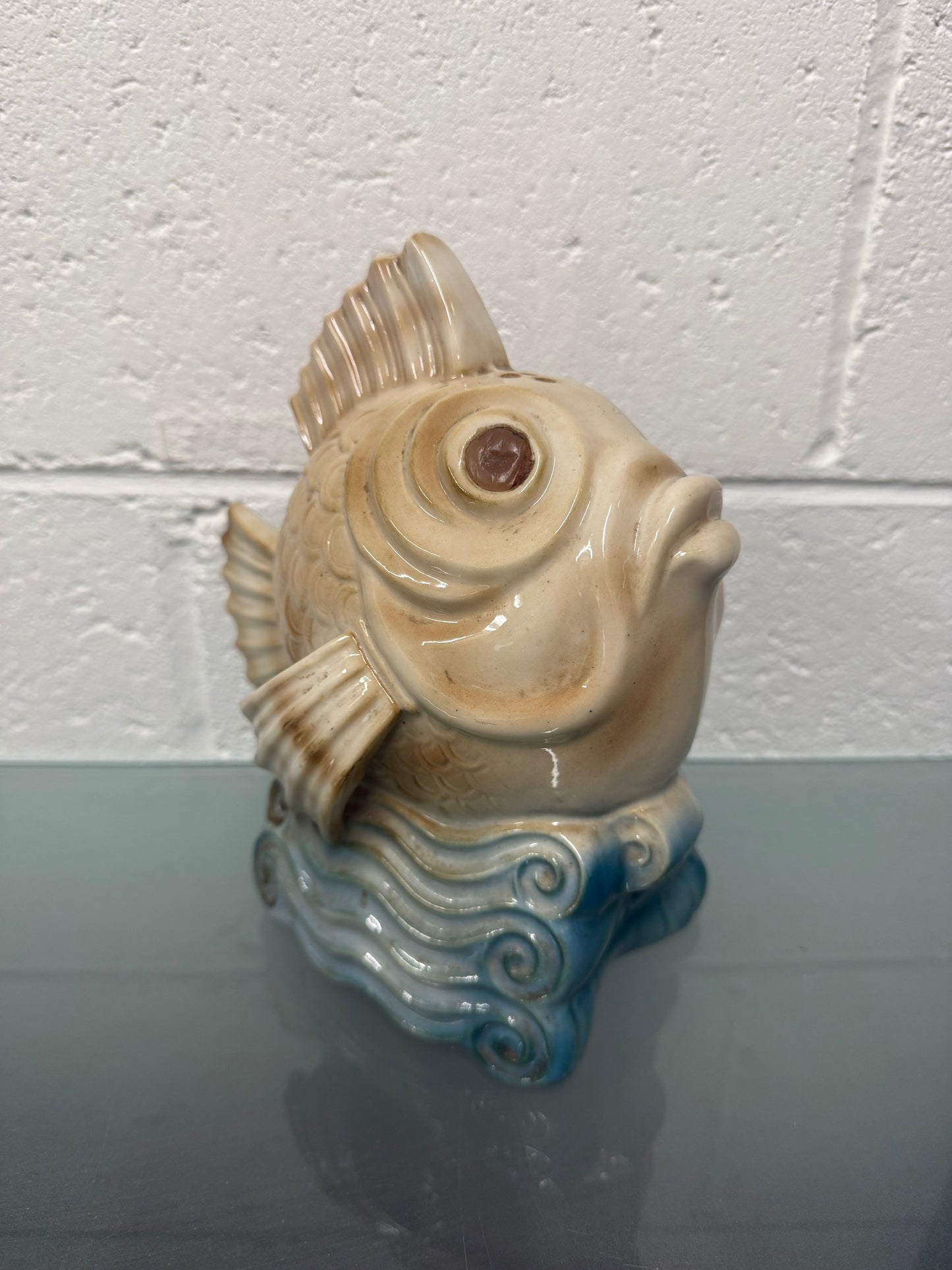 Unusual Ceramic Vintage Hand Painted Fish Ornament