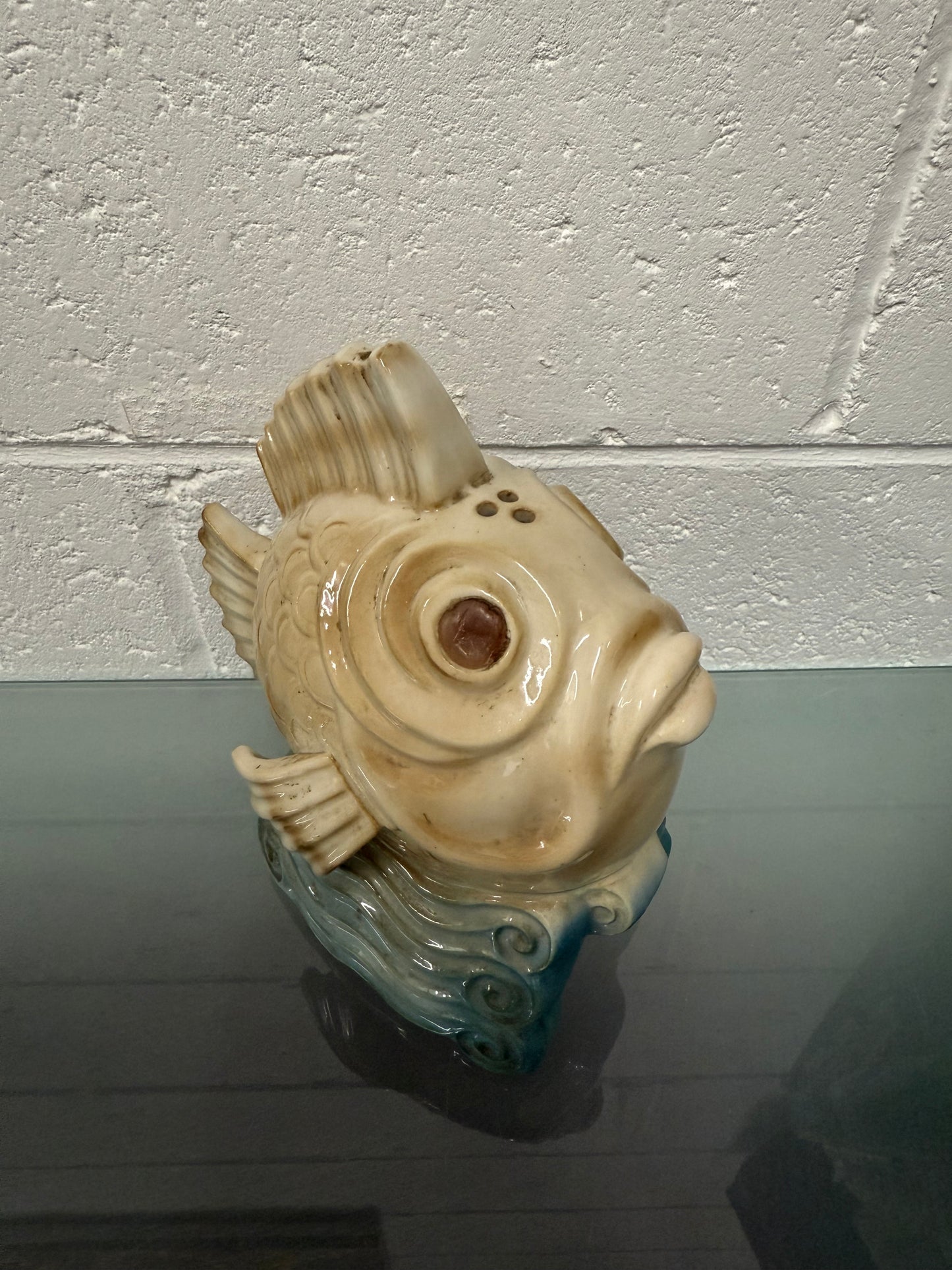 Unusual Ceramic Vintage Hand Painted Fish Ornament