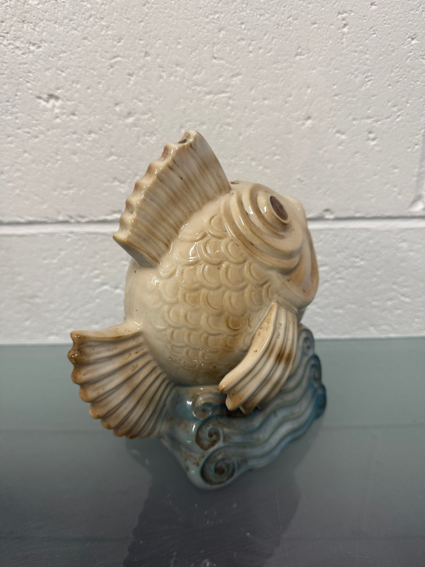 Unusual Ceramic Vintage Hand Painted Fish Ornament