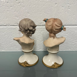 Pair Vintage Capodimonte Art Nouveau Style Busts