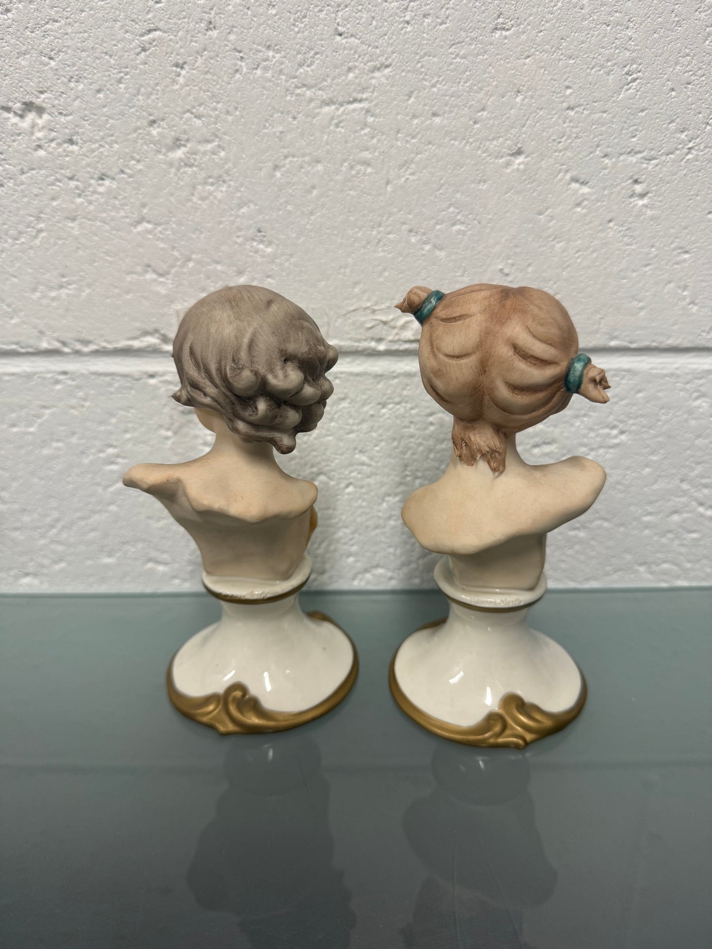 Pair Vintage Capodimonte Art Nouveau Style Busts