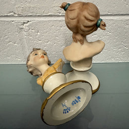 Pair Vintage Capodimonte Art Nouveau Style Busts