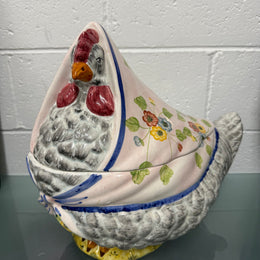 Vintage Italian Hand Painted Earthenware Hen Tureen