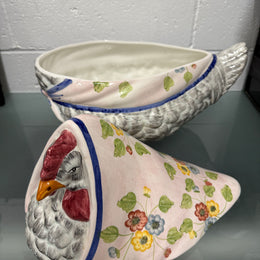 Vintage Italian Hand Painted Earthenware Hen Tureen