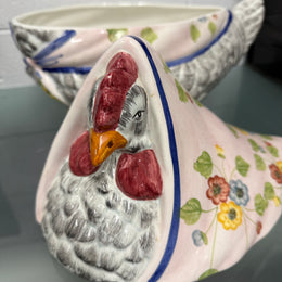 Vintage Italian Hand Painted Earthenware Hen Tureen